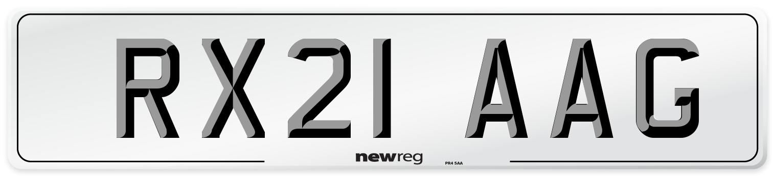 RX21 AAG Number Plate from New Reg